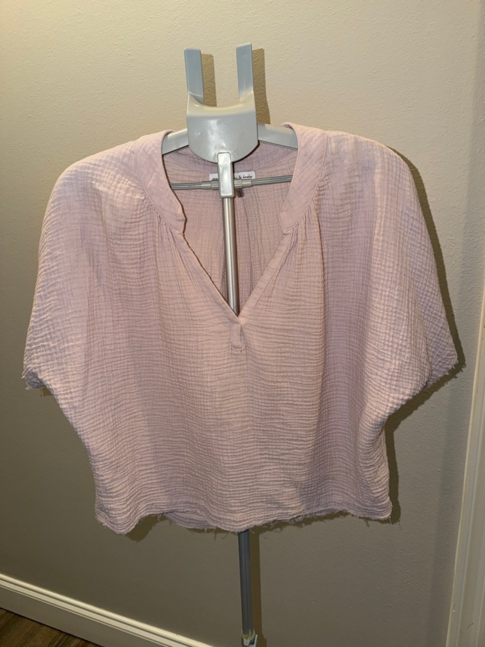 Young Fabulous & Broke Pale Pink-Lilac Gauze V-Neck Top